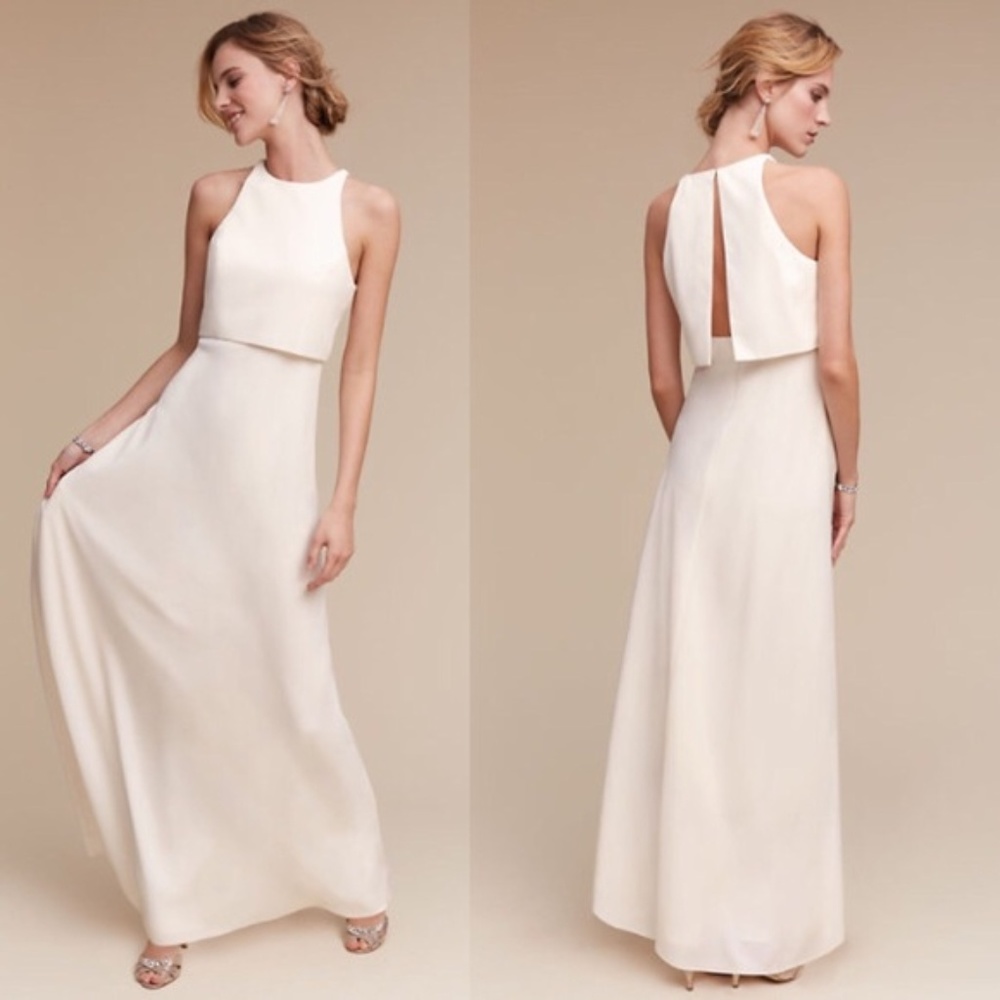 BHLDN Anthropologie Iva Crepe Maxi Bridal Dress